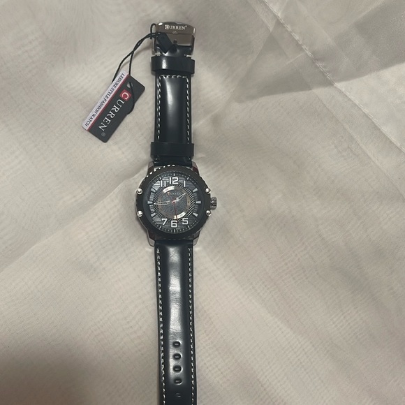 Men’s Black Leather Band Curren Watch - Picture 3 of 5